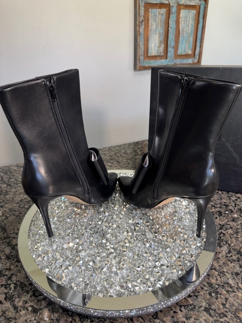 AAJ Leather Pointed-Toe Black Stiletto Ankle Boots NEW - Picture 13 of 15